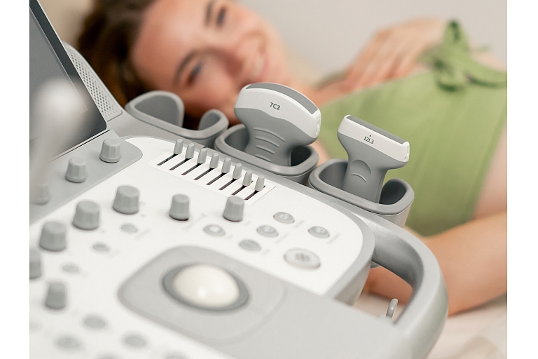 Modern ultrasound equipment for precise gynecological and pregnancy examinations, which allows for timely assessment of a woman's health status.