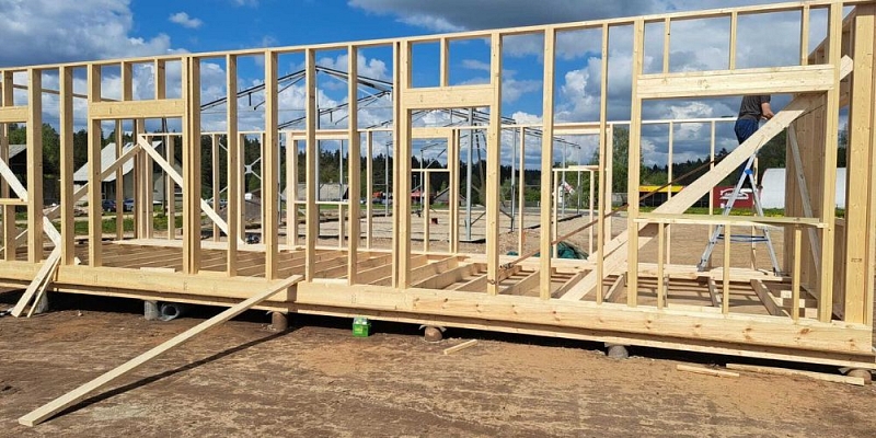Timber frame house construction
