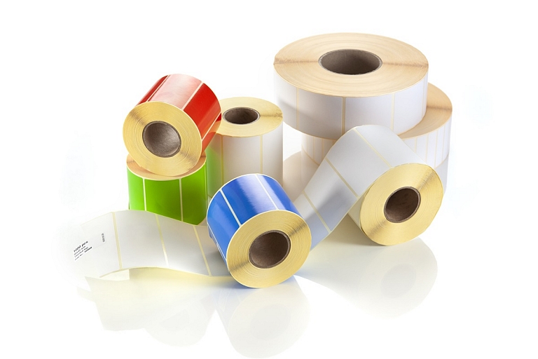 Printing black and white or color labels on rolls in large quantities