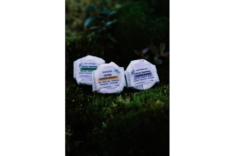 Solid shampoos and conditioners small