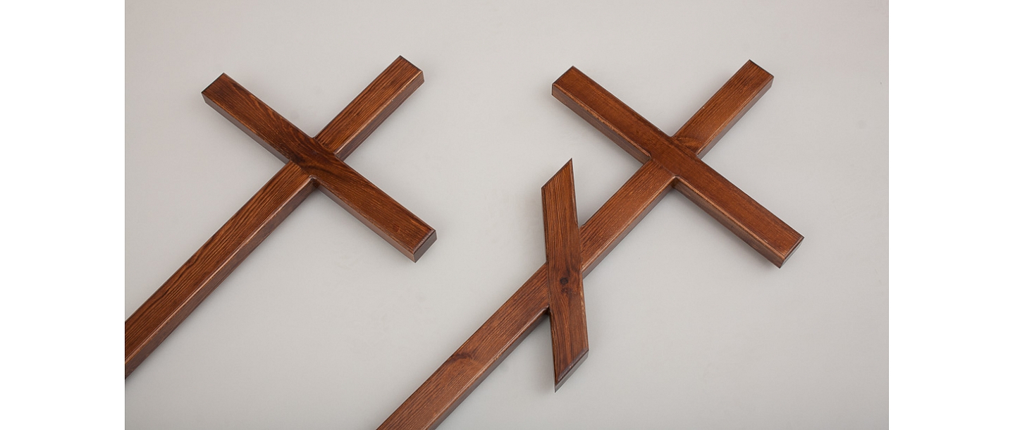 Mourning ceremony. Crosses, plates, plates for the cross