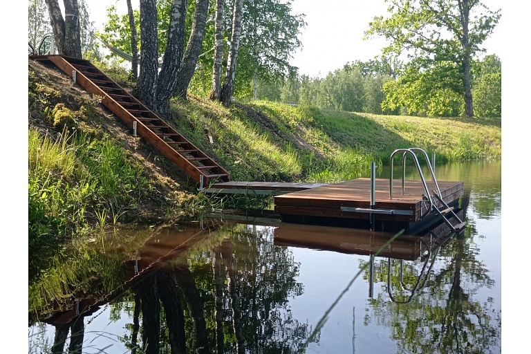 Floating rafts, houses, baths.