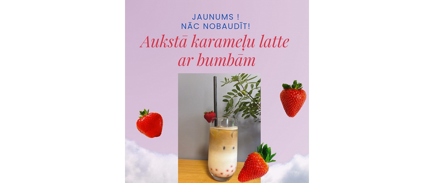 Aukstā karameļu latte ar bumbām