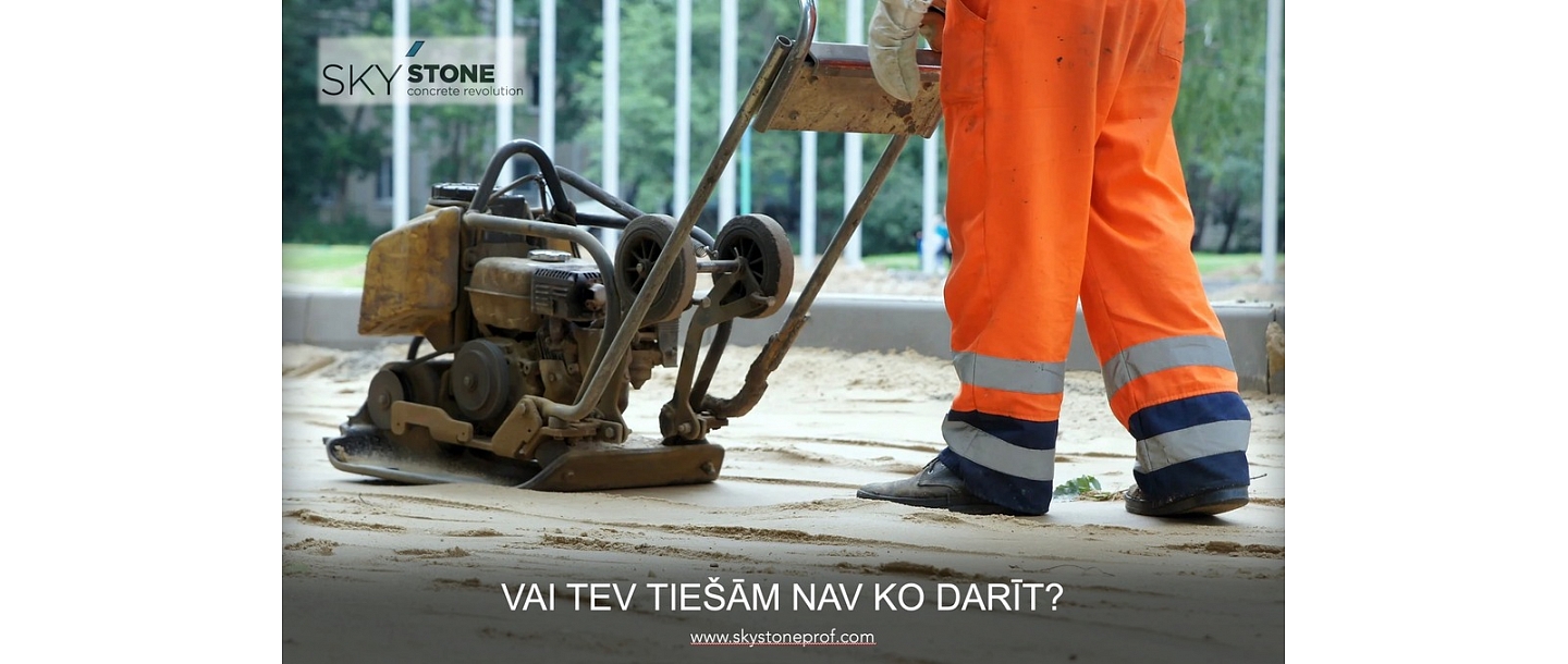 Soil compaction and preparation process at the construction site