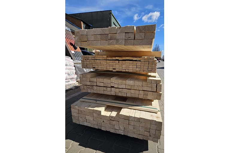 Wooden beams and lumber for construction