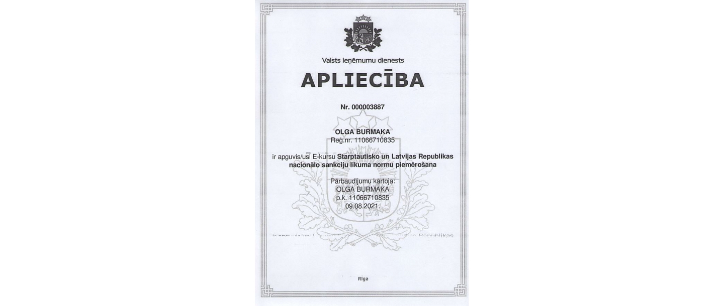 State Revenue Service certificate(  2)