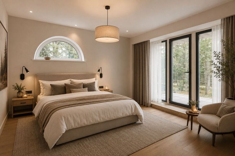 A room in a future hotel