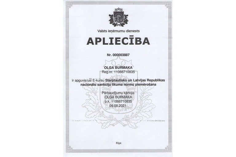 State Revenue Service certificate(  2)