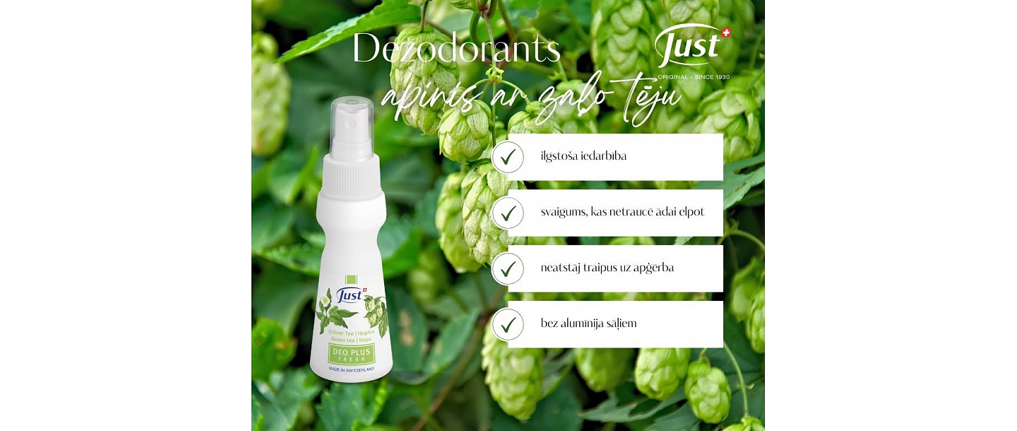 JUST apiņu un zaļās tējas dezodorants