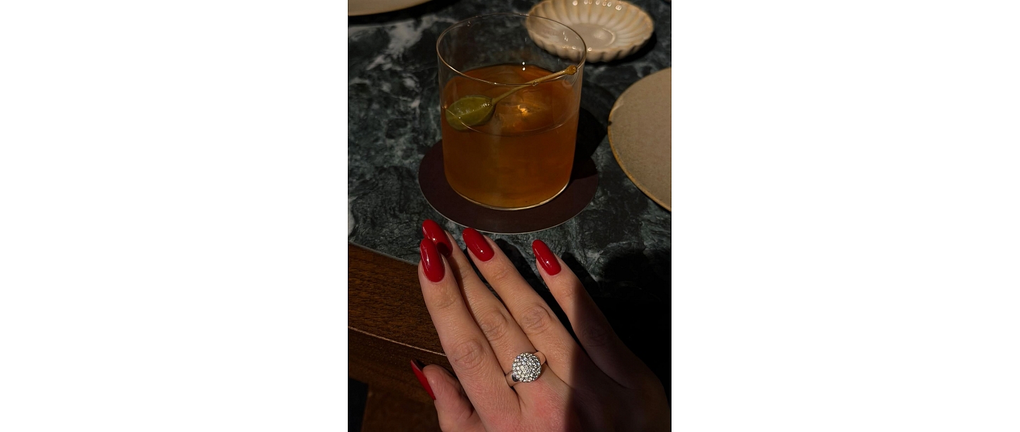 Red gel polish manicure