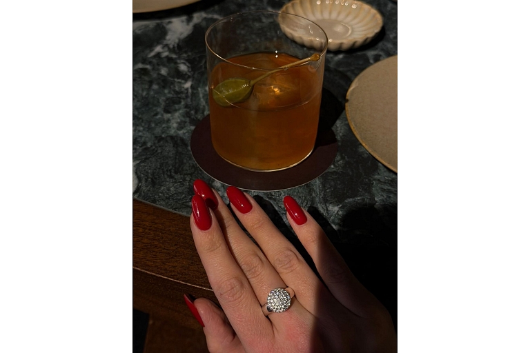 Red gel polish manicure