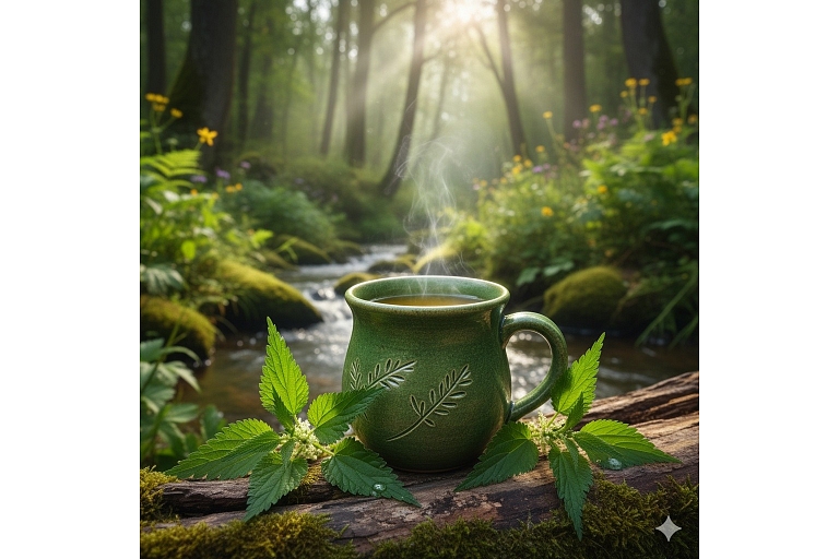 Nātru tēja krūzē dabā – ārstnieciska zāļu tēja organismam