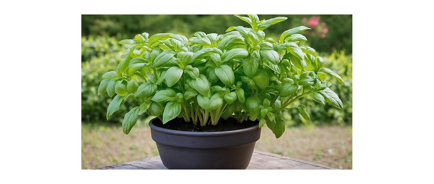 Growing basil in a pot