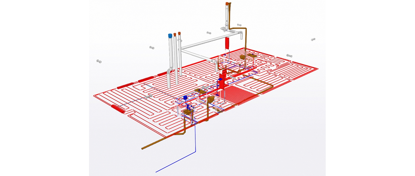 Technical model of water supply and heating systems