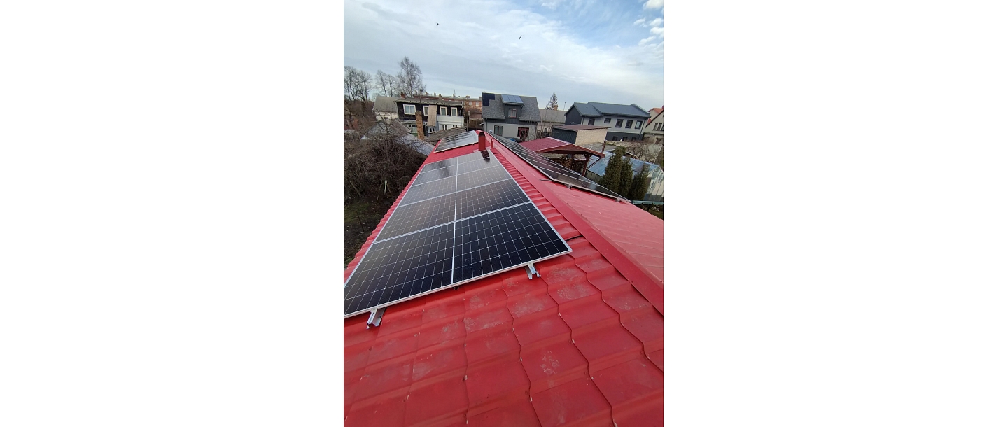 Solar power plant installation in a residential area