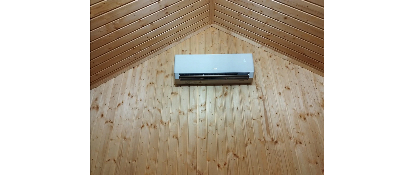 Indoor air conditioning system in a wooden interior