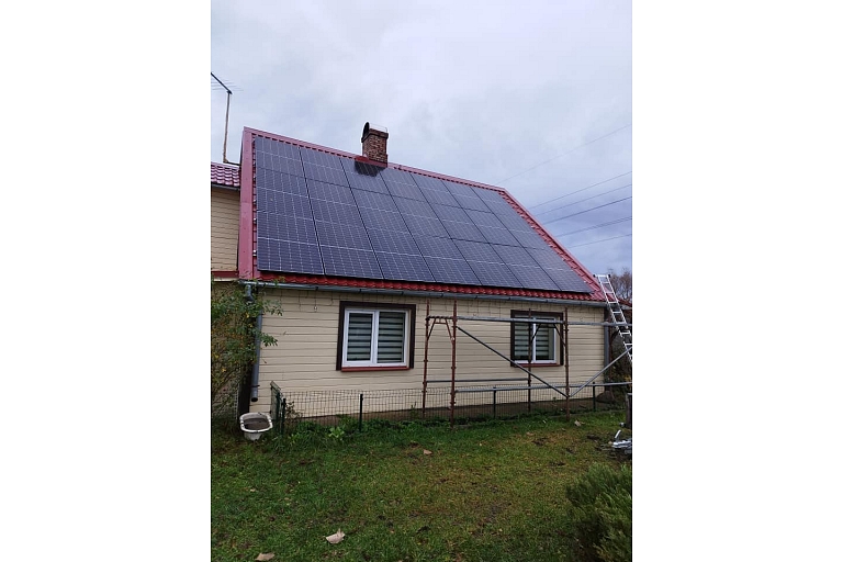 Solar panel system on a pitched roof