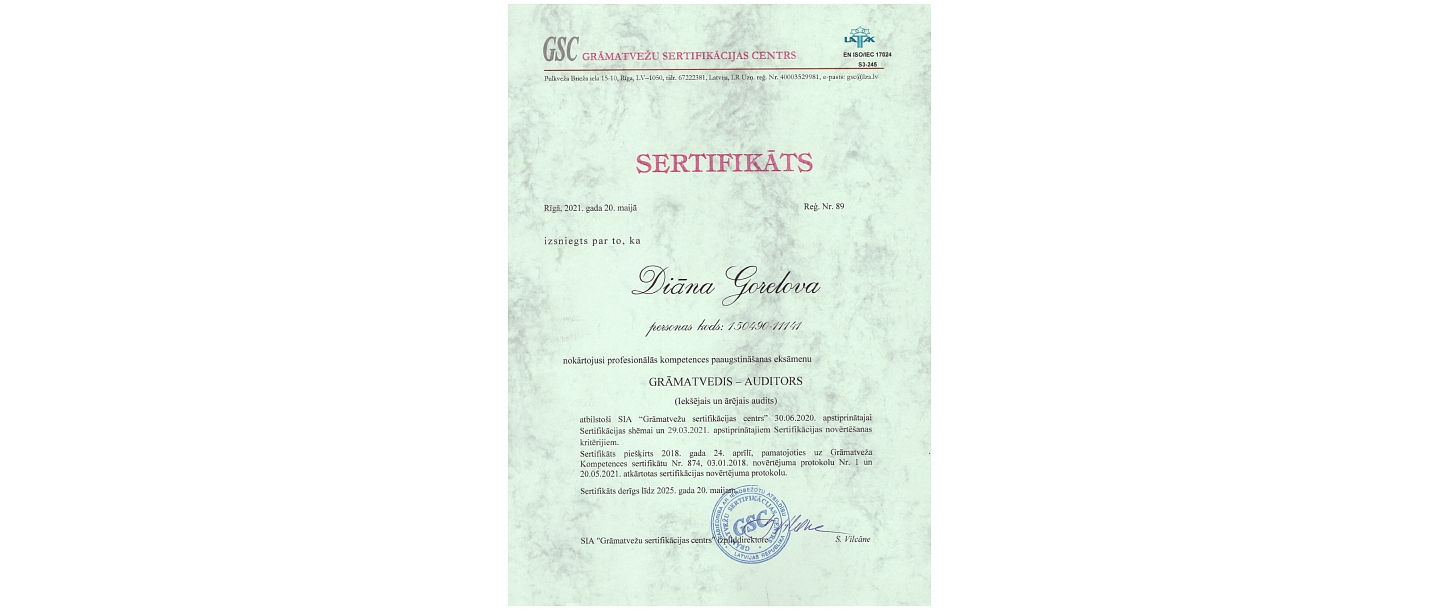 Certificate of professional competence - ACCOUNTANT-AUDITORS