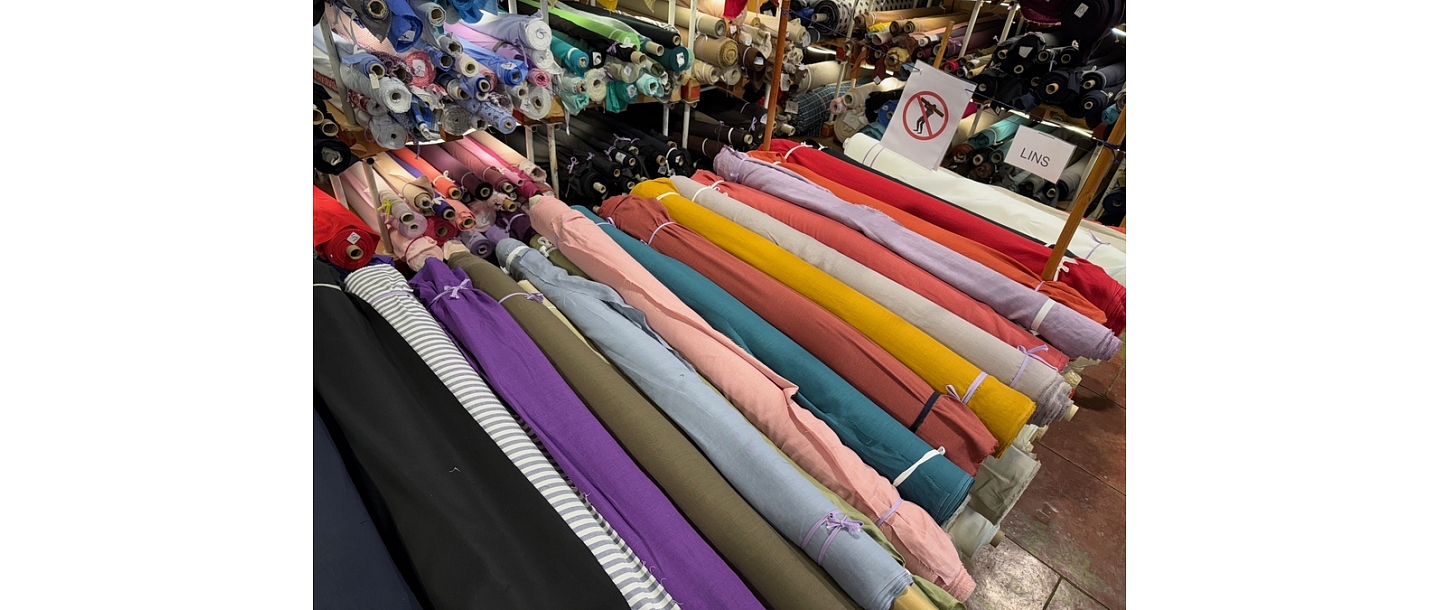 Wide selection of linen fabric colors for sewing and interior