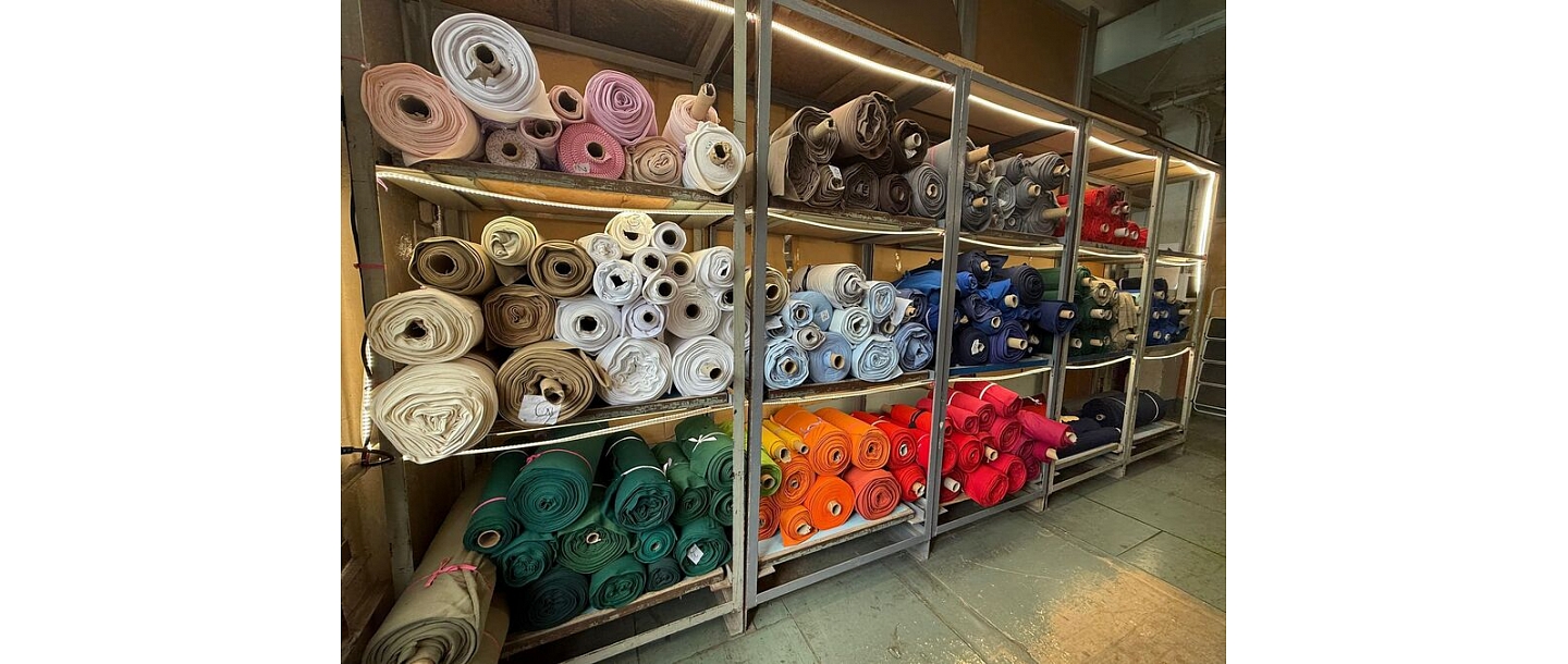 Wholesale textile warehouse with a wide assortment of fabrics
