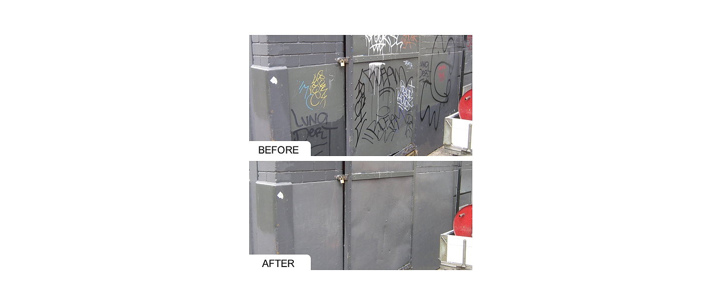 Graffiti paint, before and after, marine care baltic