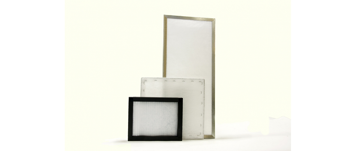 Panel filters with synthetic material