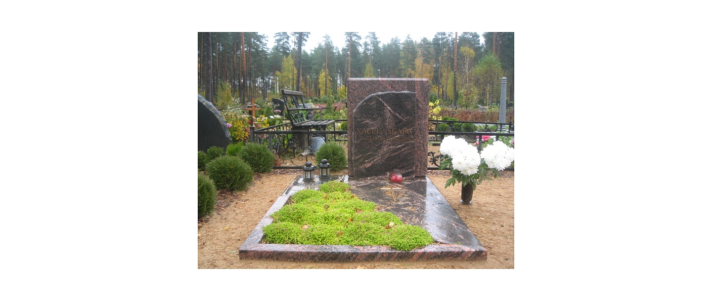 Installation of granite tombstones