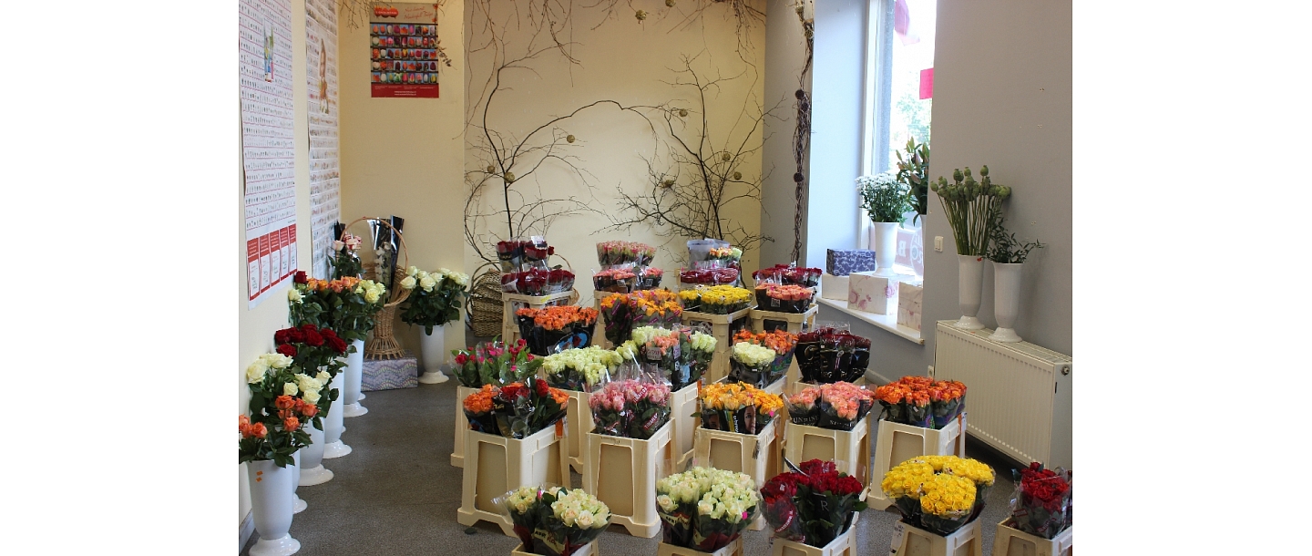 A large selection of fresh flowers in Riga
