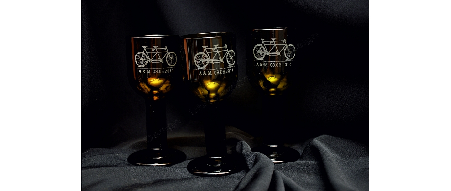 laser engraving glasses for green bikes.
