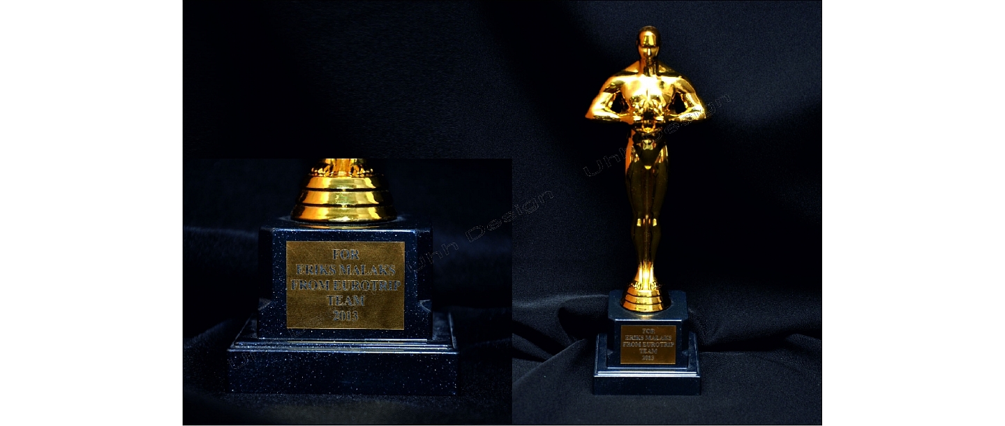 гравировка металлическая имитация стикера золото Оскар.