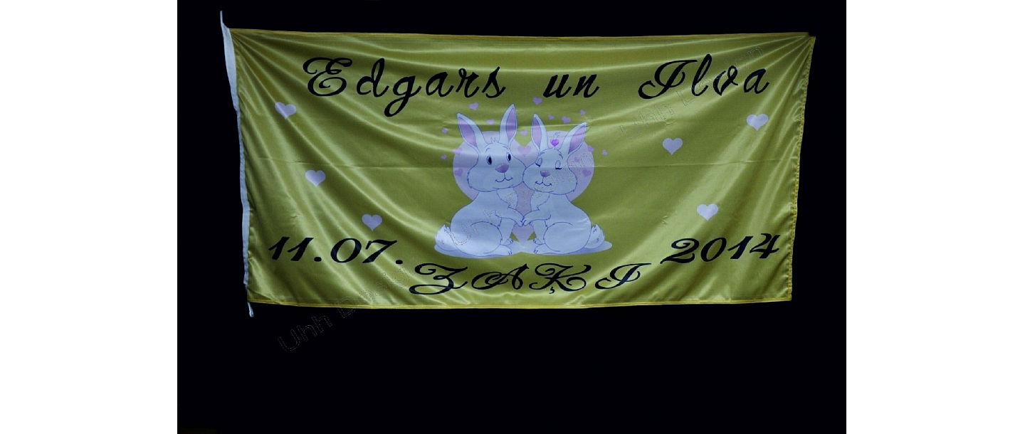 Flag printing Edgars Ilva bunnies.