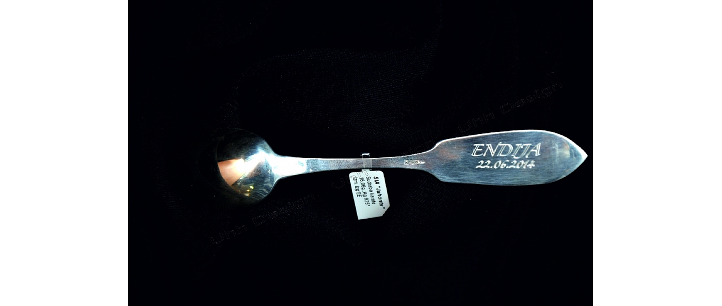 mechanical engraving silver spoon baptism.