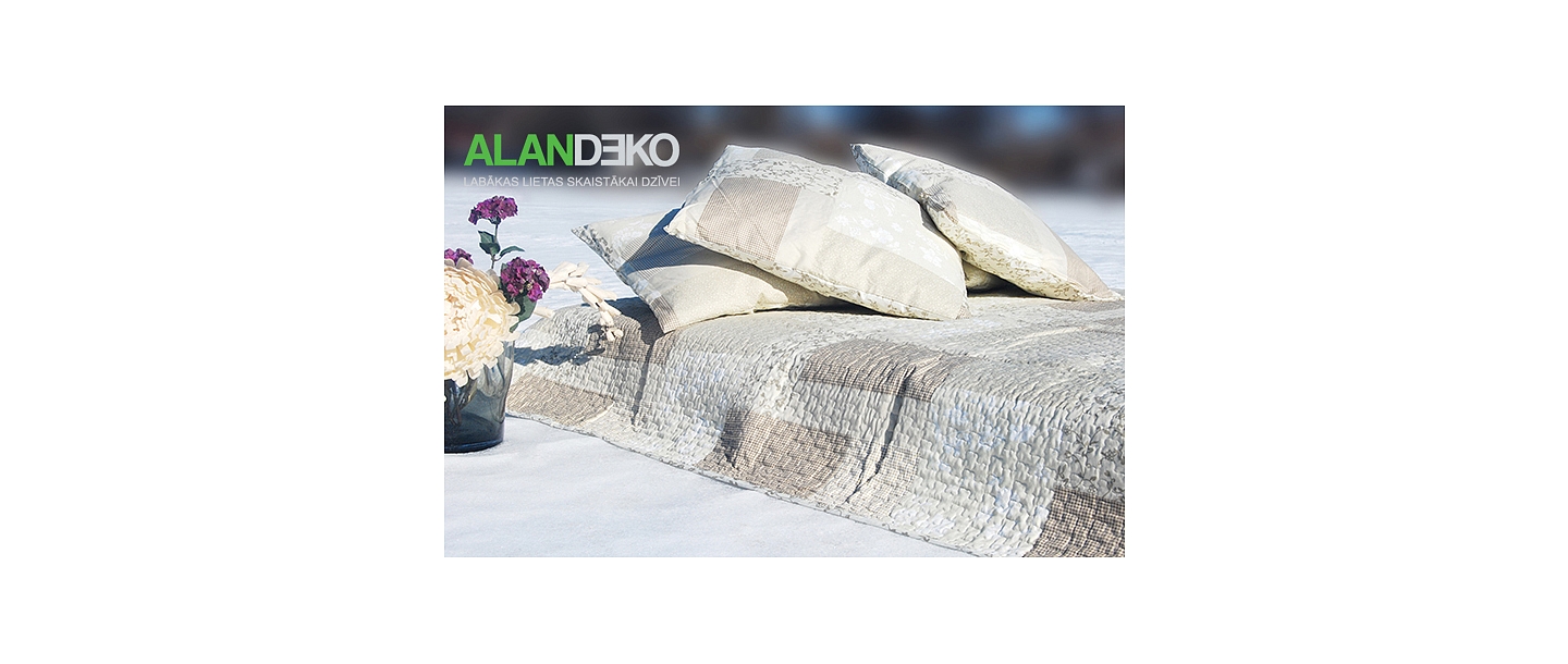 ALANDEKO interjers tekstils gultas pārsegs pārvalks spilveni