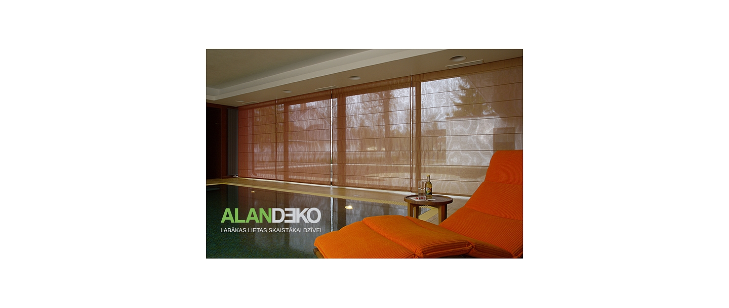 ALANDEKO paceļamie aizkari baseiniem spa telpām