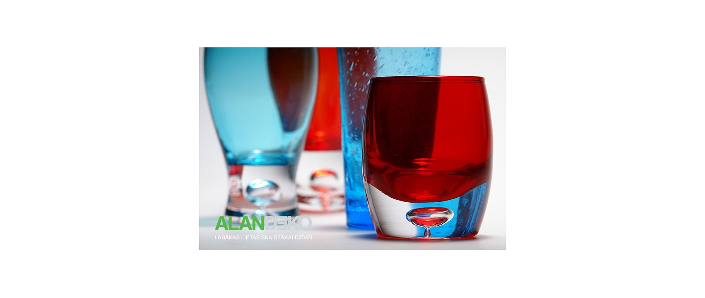 ALANDEKO tableware colored glasses blue red