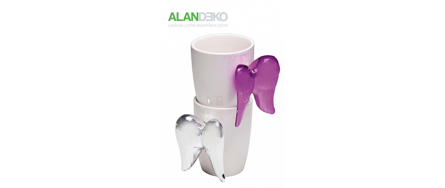 ALANDEKO tableware white mugs gift angel wings