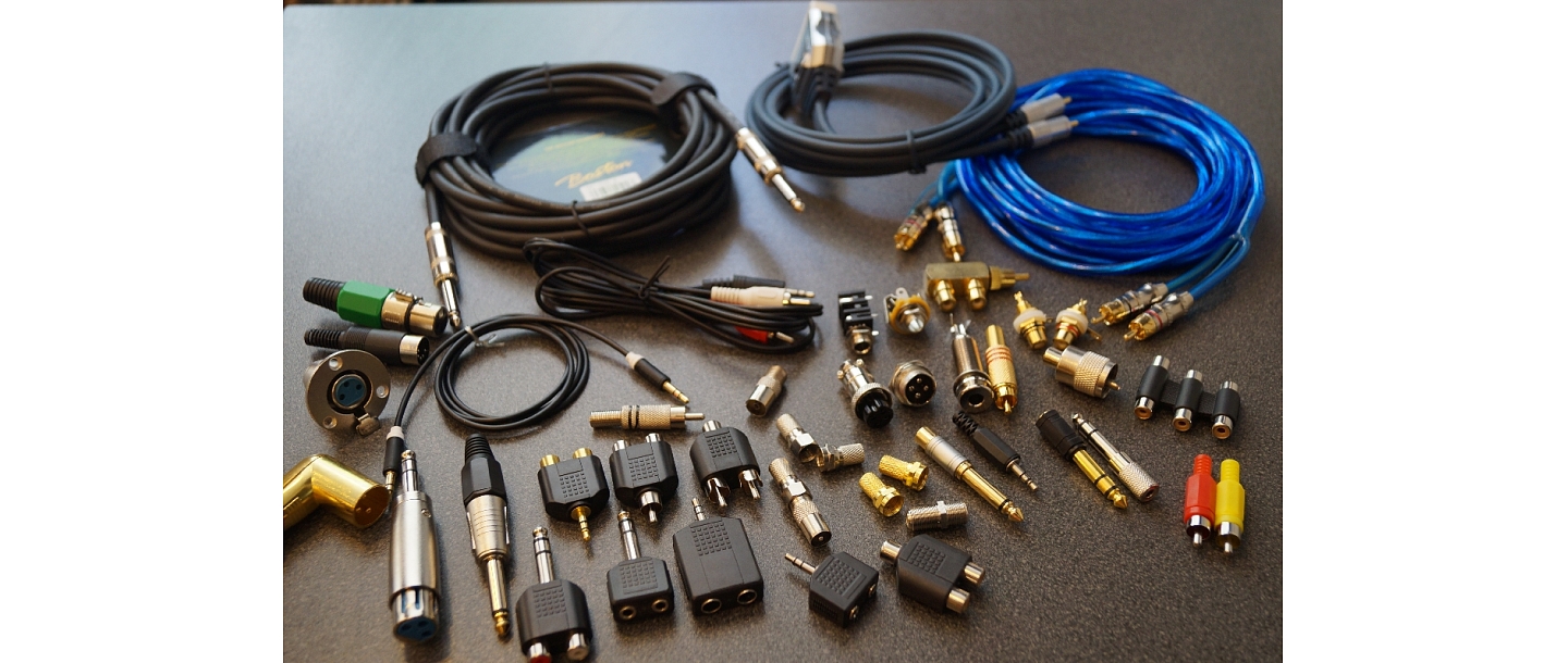 Wires, cables, audio leads, plugs, connectors, sockets, sockets, switches, adapters, components, connections