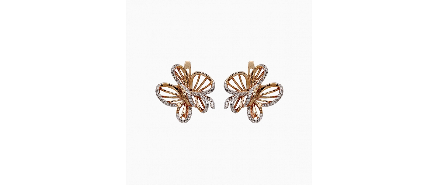 Gold earrings with precious stones