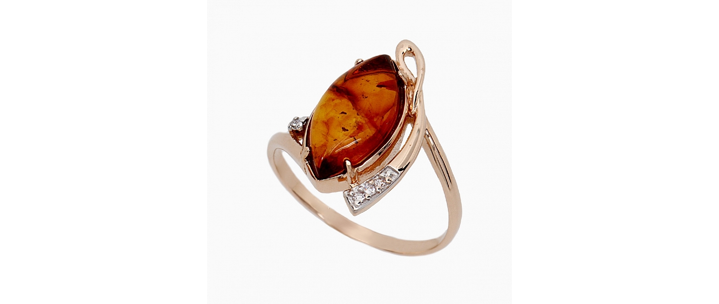 Gold ring with amber