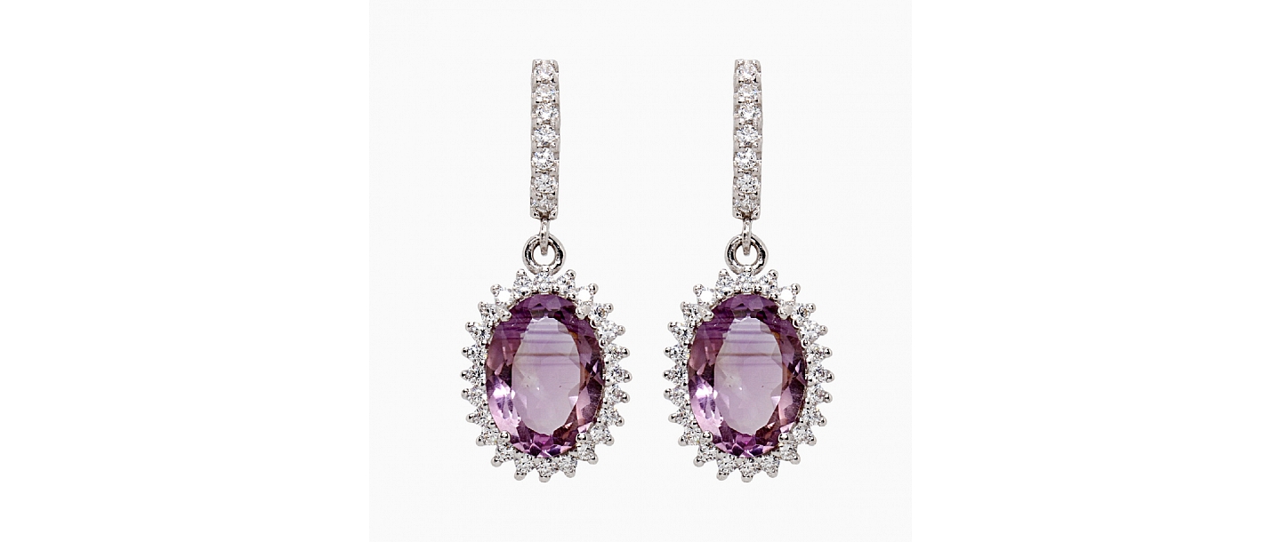 Silver earrings with amethyst