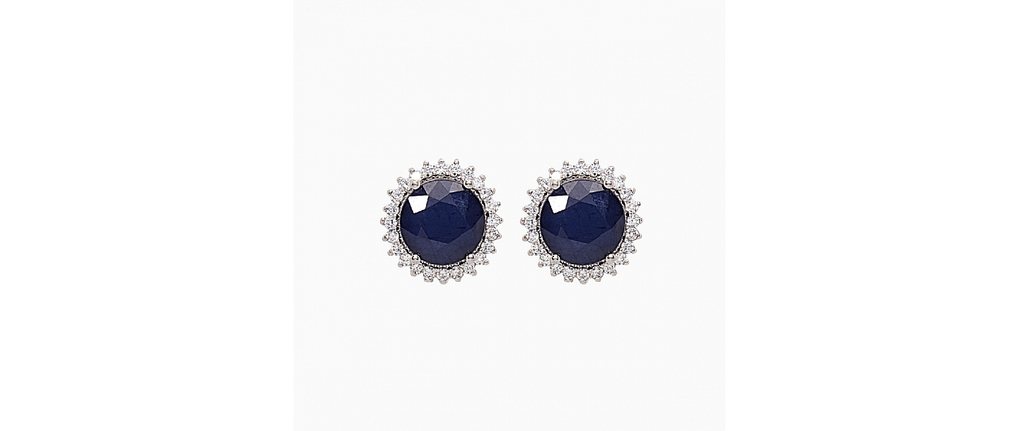 Silver earrings with sapphire