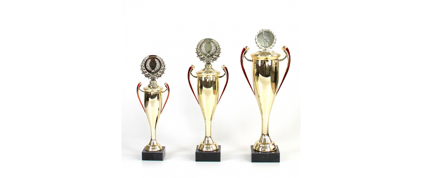 The prize is a golden cup, red