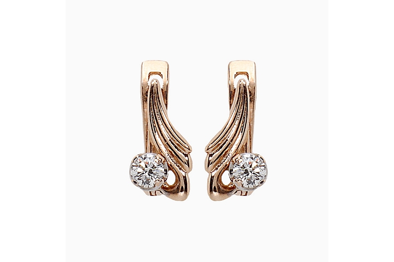 Gold earrings with precious stones