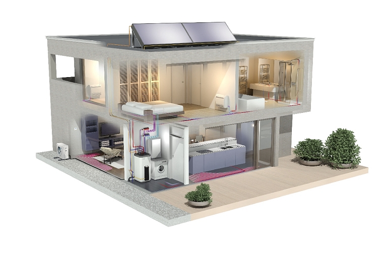 Application of solar collectors in combination with a heat pump