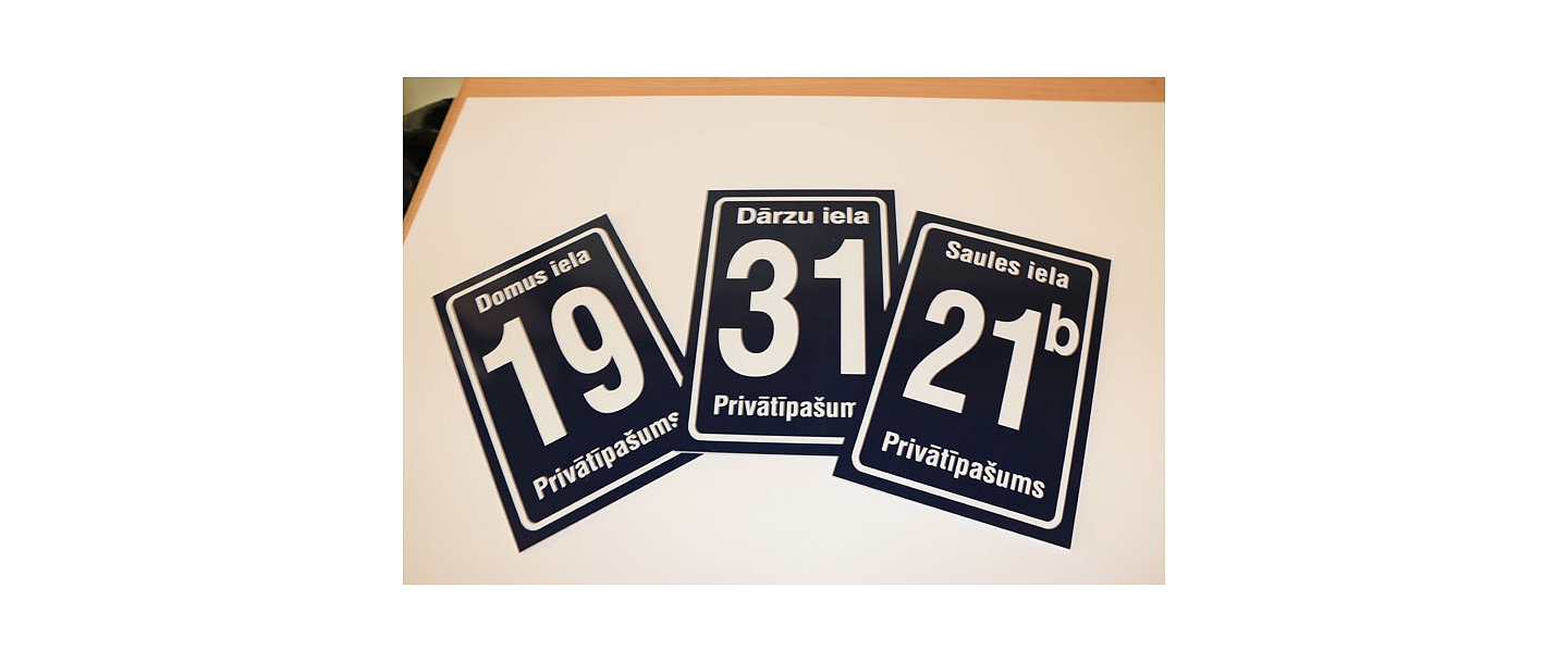 House numbers, street name plates