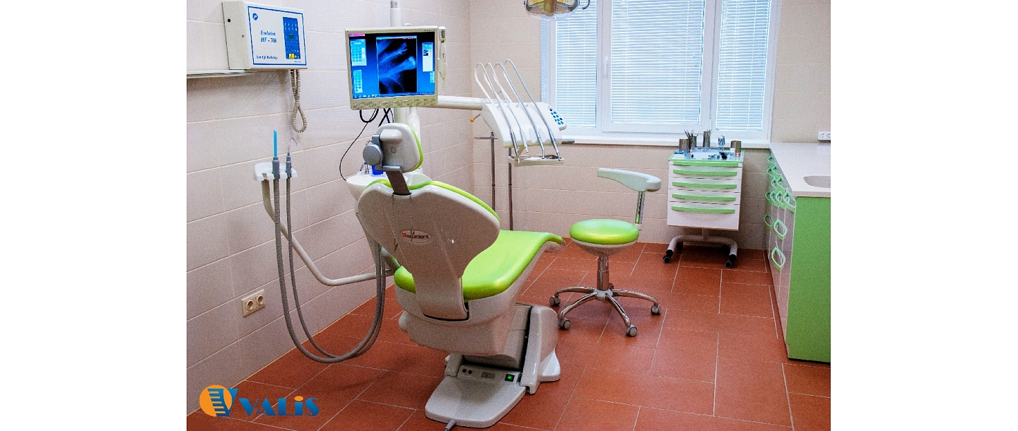 Tooth repair, treatment, extraction and prosthetics in a modern dental office