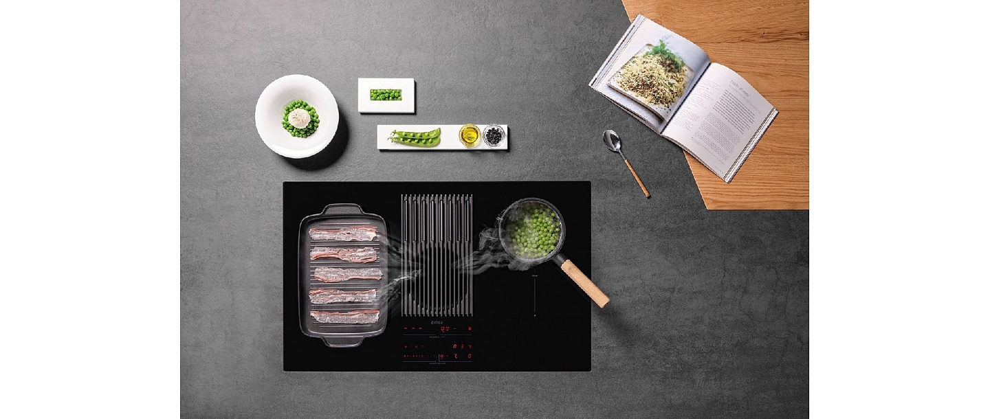 NIKOLATESLA, NIKOLATESLA LIBRA, HOOD, HOB, INDUCTION, induction surface, surface, cooker hood, kitchen scales, kitchen design, surface with a built-in hood