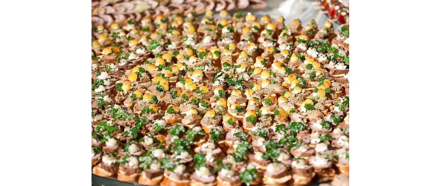 Buns on the banquet table. Catering at parties, anniversaries, conferences