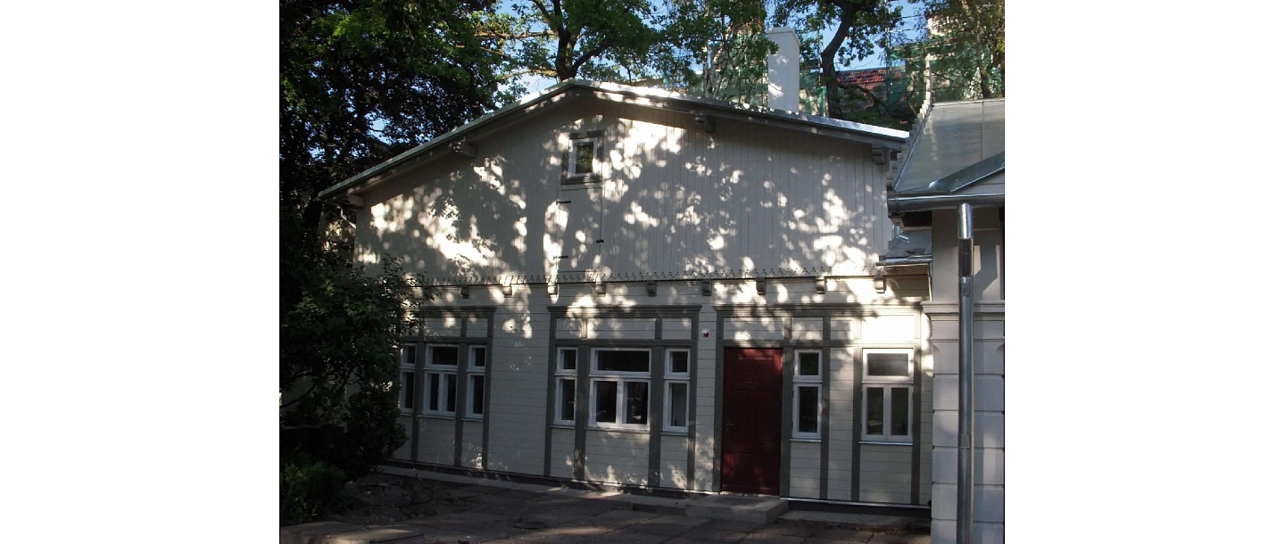 Wooden building with window and door