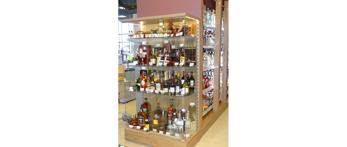 Glass cabinet alcohol